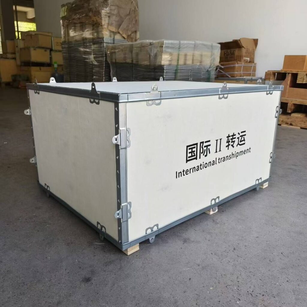 Steel Strip Reinforced Wooden Crates for Heavy Industrial Export Shipping