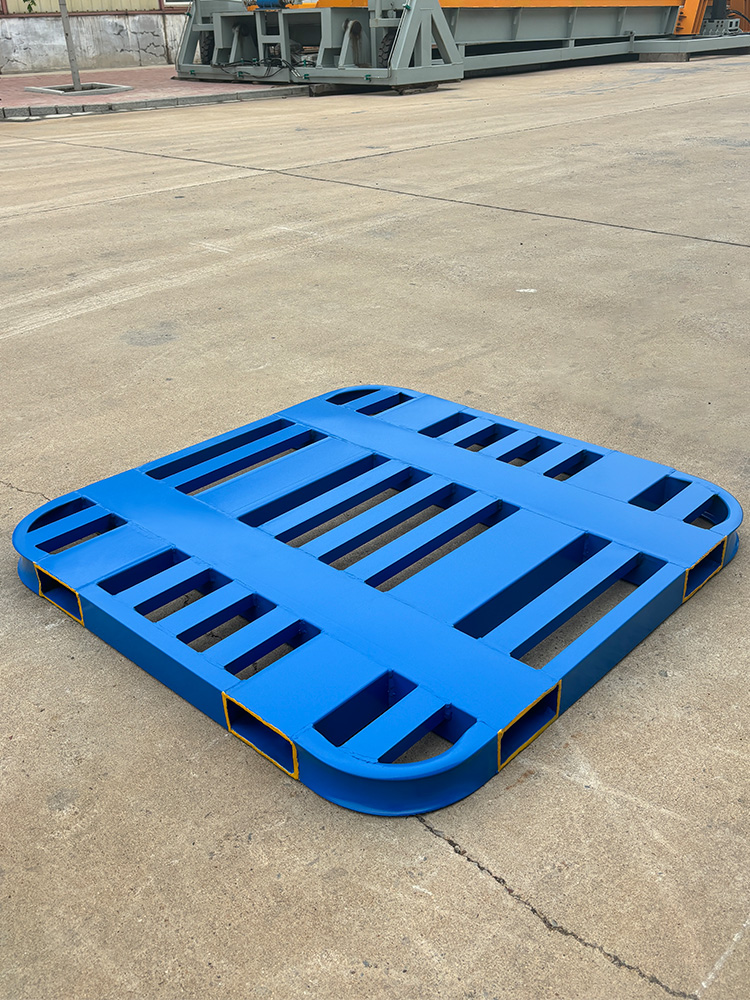 Rounded corner steel pallets - blue powder coated warehouse forklift pallet